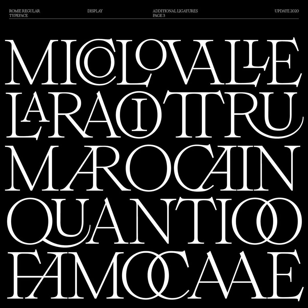 Romie typeface de Margot Lévêque, ligatures